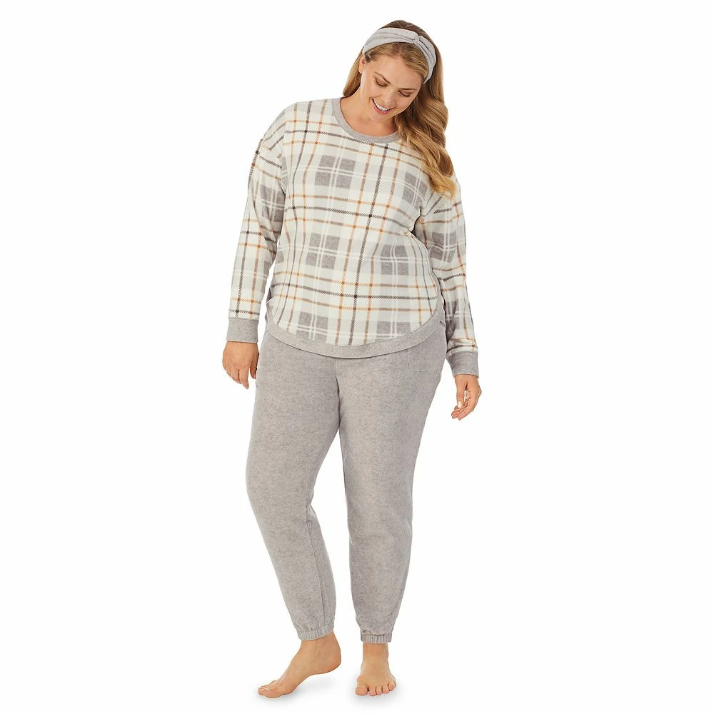 Plus Size Cuddl Duds 3-pc. Stretch Fleece Long Sleeve Pajama Top, Pajama Pants & Headband Set