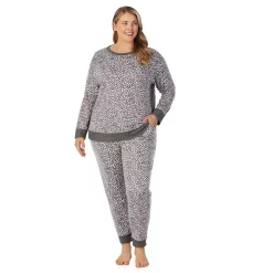Plus Size Cuddl Duds® Kangaroo Pocket Pajama Top and Banded Bottom Pajama Pants Sleep Set