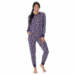 Women's Cuddl Duds 3-pc. Knit Long Sleeve Pajama Top, Banded Bottom Pajama Pants & Scrunchie Set