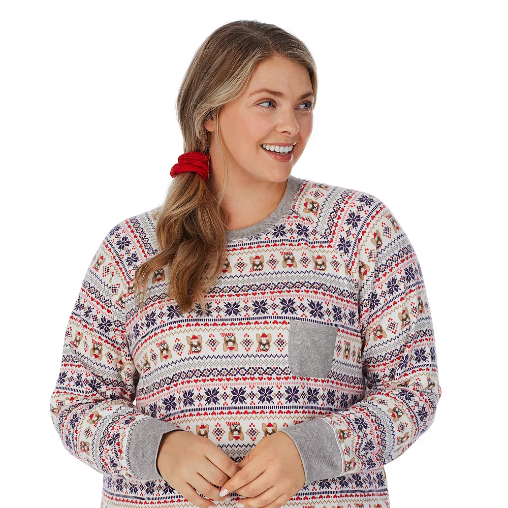 Plus Size Cuddl Duds 3-pc. Knit Long Sleeve Pajama Top, Banded Bottom Pajama Pants & Scrunchie Set - Image 7