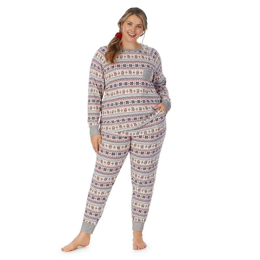 Plus Size Cuddl Duds 3-pc. Knit Long Sleeve Pajama Top, Banded Bottom Pajama Pants & Scrunchie Set - Image 5