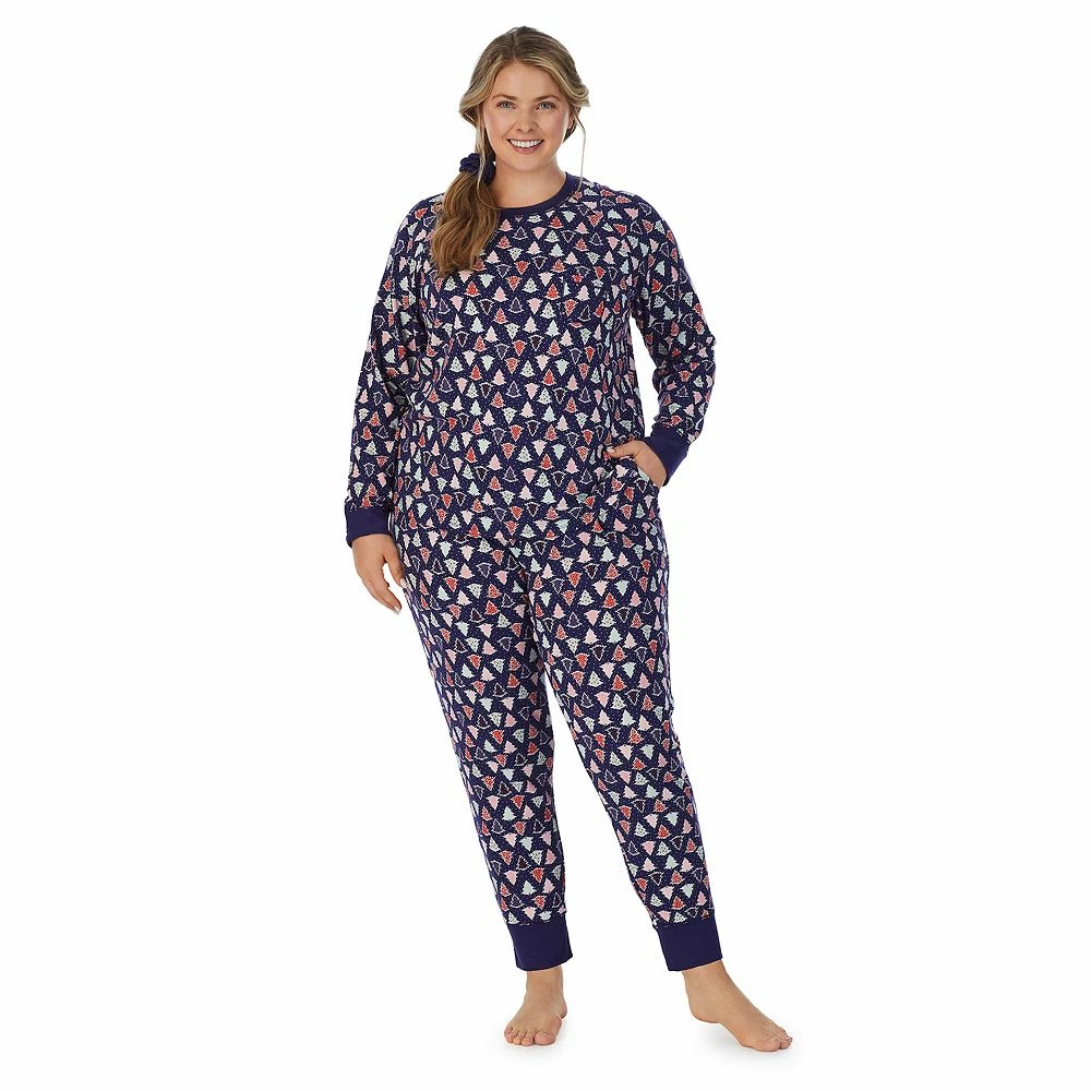 Plus Size Cuddl Duds 3-pc. Knit Long Sleeve Pajama Top, Banded Bottom Pajama Pants & Scrunchie Set - Image 4
