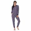 Petite Cuddl Duds 3-pc. Knit Long Sleeve Pajama Top, Banded Bottom Pajama Pants & Scrunchie Set