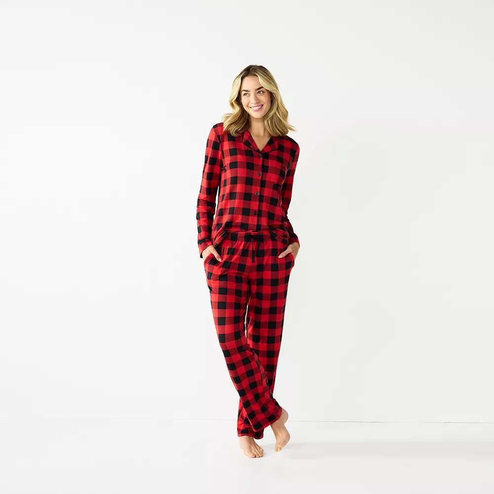 Petite Jammies For Your FamiliesĀ® Beary Cool Buffalo Check Pajama Set by Cuddl DudsĀ® - Image 3