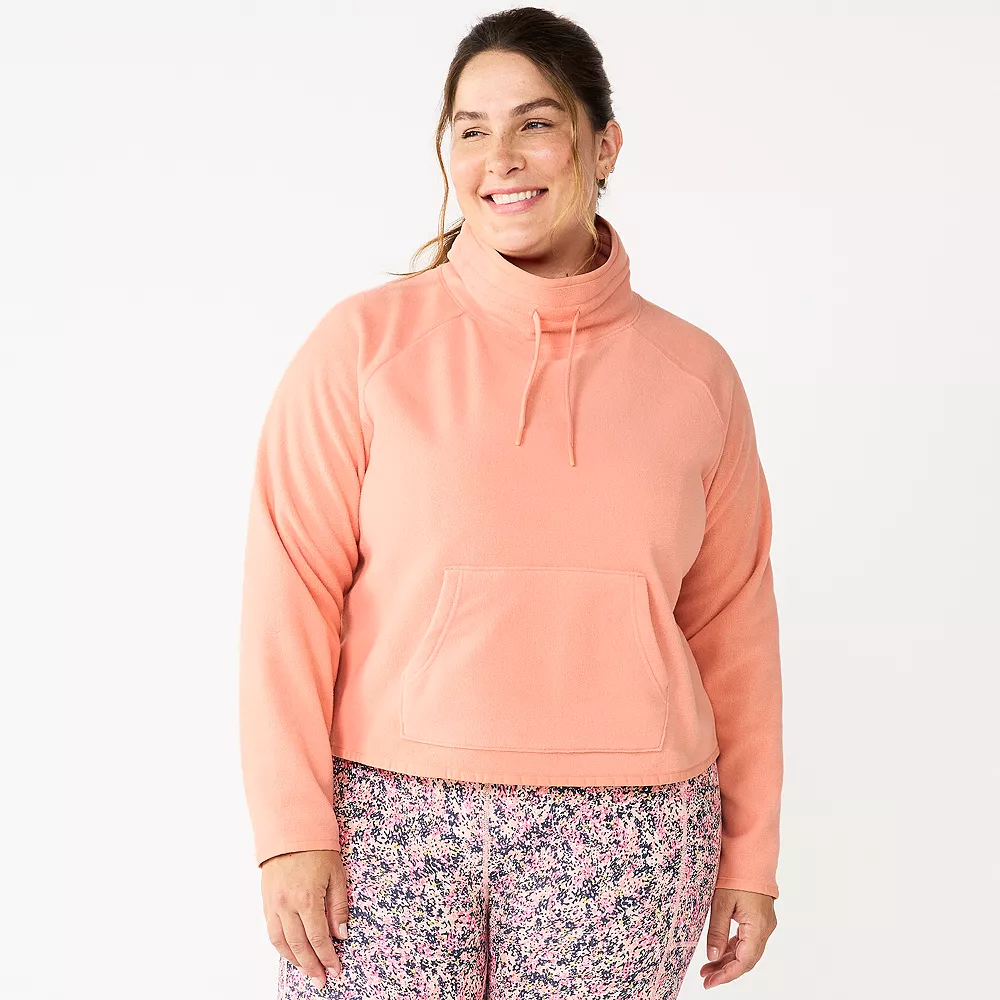 Plus Size Tek GearĀ® Microfleece Crop Cowlneck Sweatshirt - Image 2