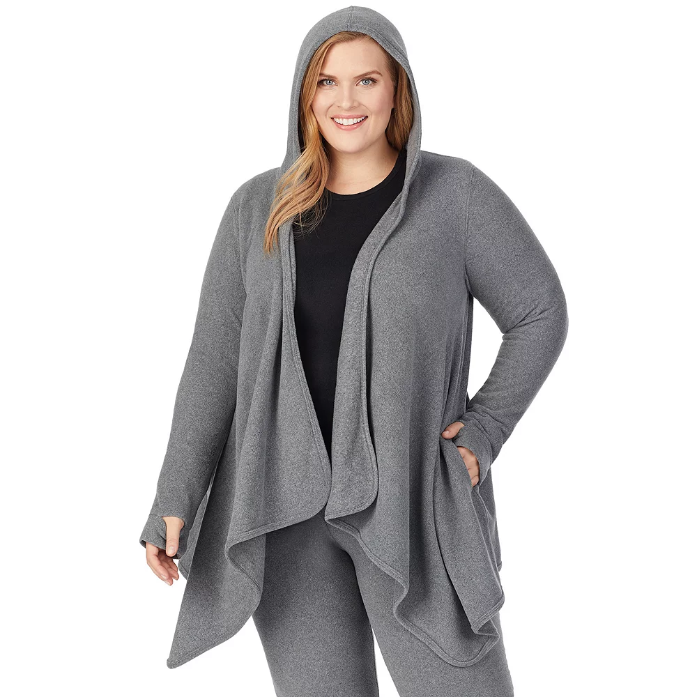 Plus Size Cuddl DudsĀ® Fleecewear with Stretch Long Sleeve Hooded Wrap