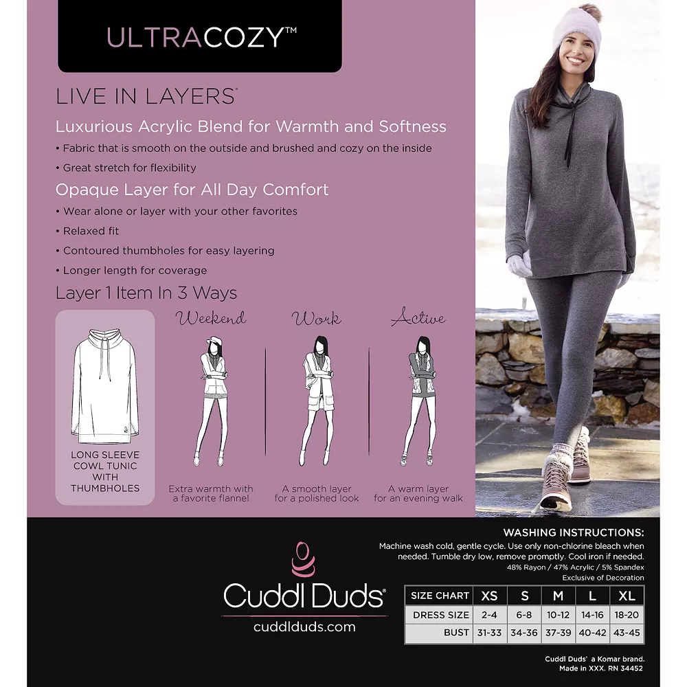 Plus Size Cuddl DudsĀ® Ultra Cozy Long Sleeve Cowlneck Tunic Top - Image 5