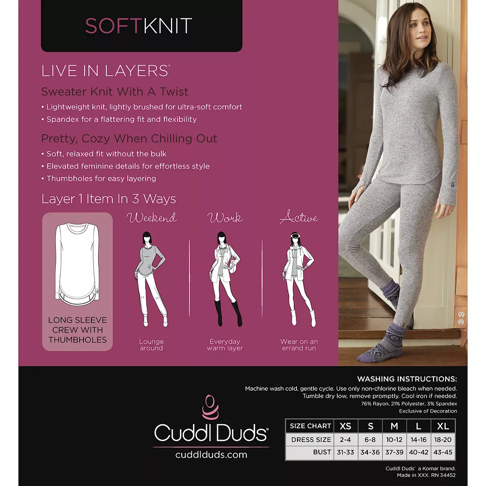 Women's Cuddl DudsĀ® Soft Knit Long Sleeve Crewneck Top - Image 12