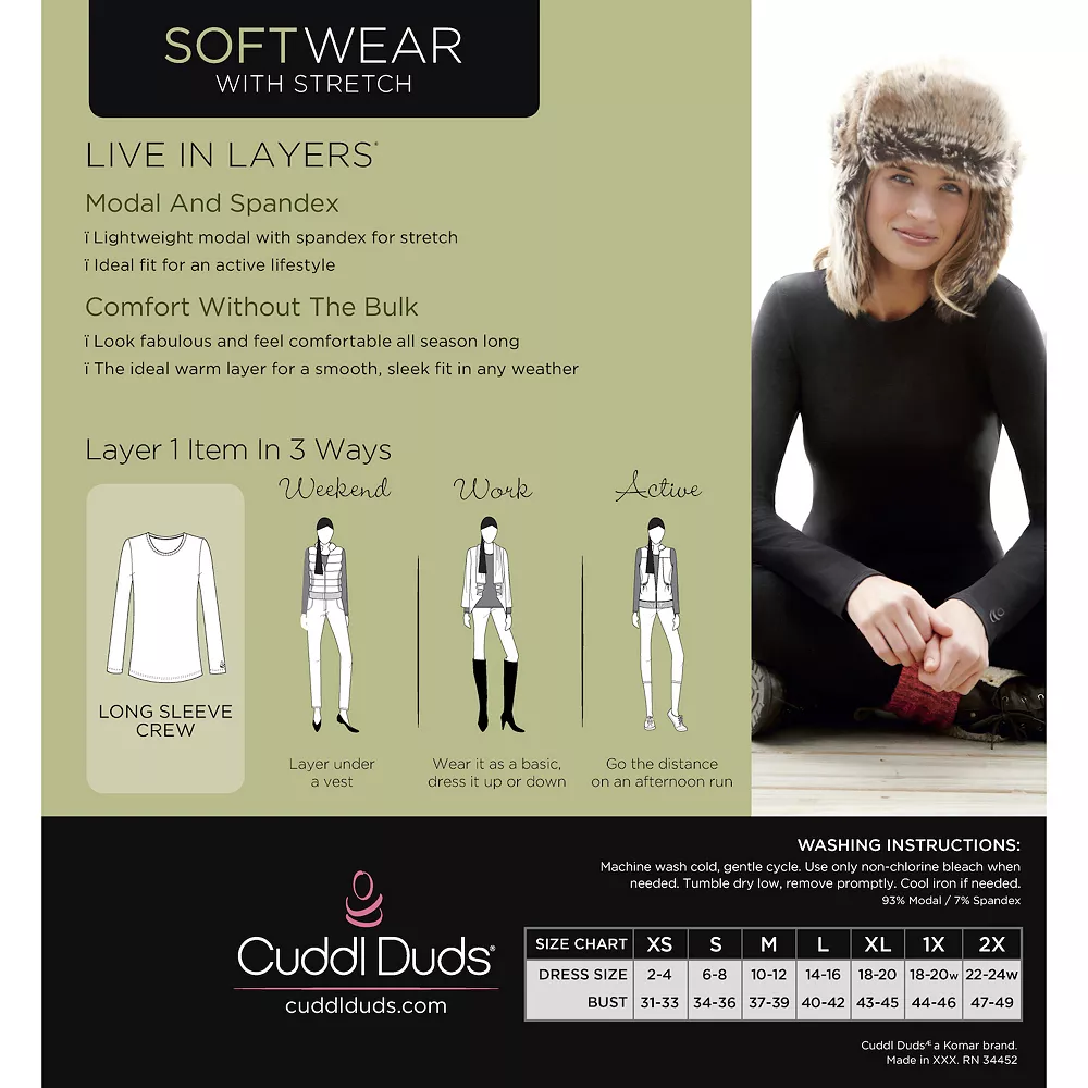 Women's Cuddl Duds® Softwear with Stretch Long Sleeve Crewneck Top - Image 17