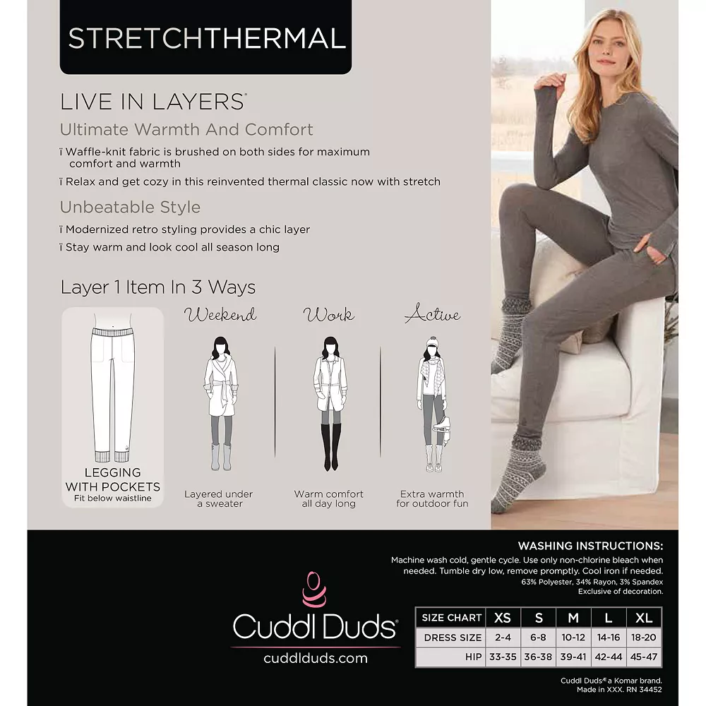 Women's Cuddl Duds® Stretch Thermal Leggings - Image 10