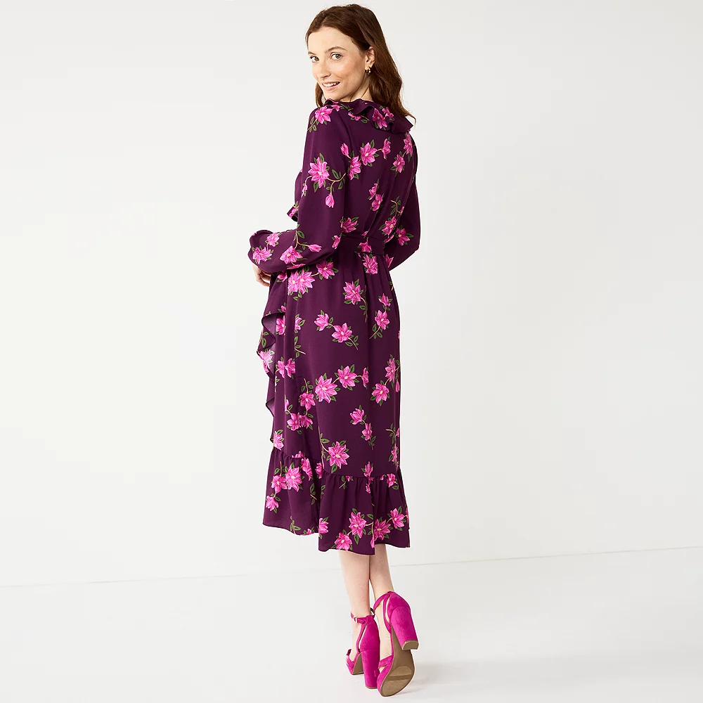 Women's DRAPER JAMES RSVP⢠Long Sleeve Ruffle Midi Dress - Image 2