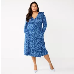 Plus Size DRAPER JAMES RSVP⢠Long Sleeve Wrap Dress