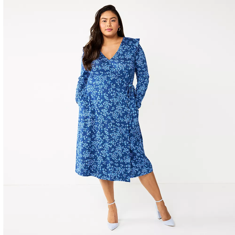 Plus Size DRAPER JAMES RSVP⢠Long Sleeve Wrap Dress