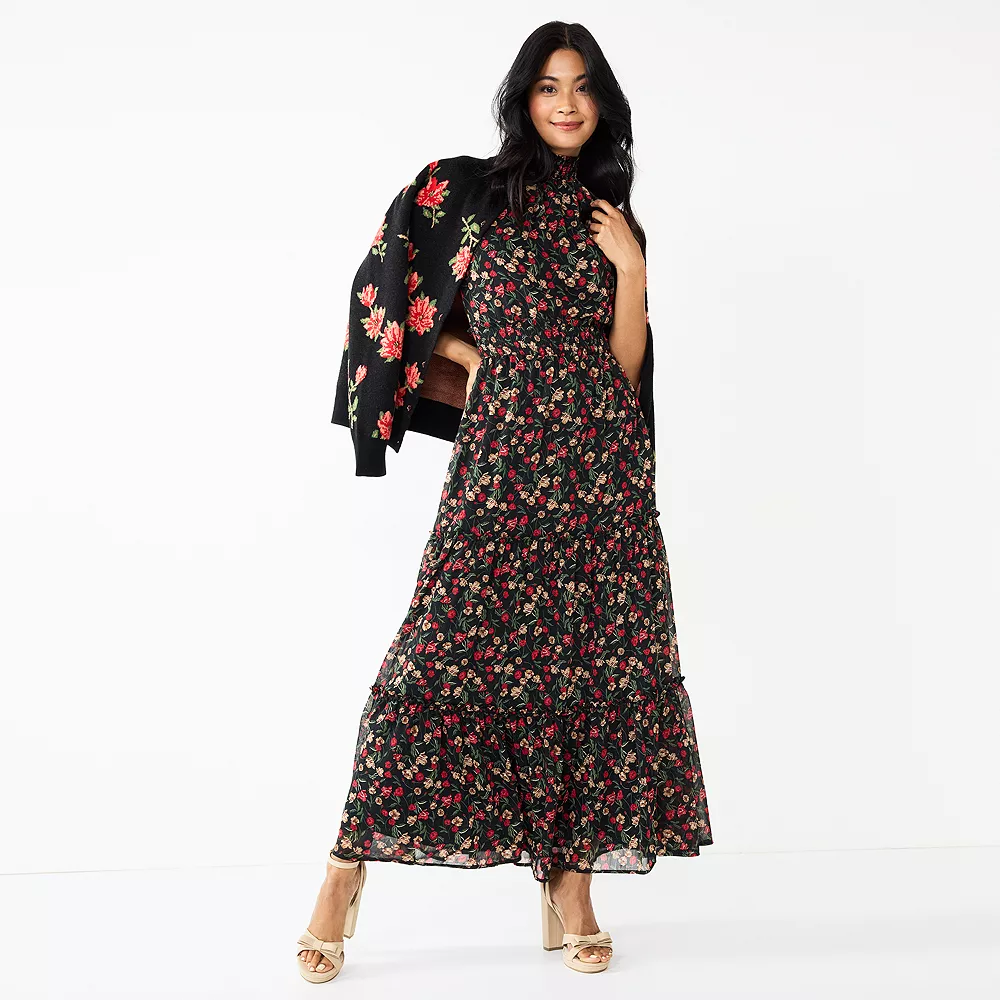 Women's DRAPER JAMES RSVP⢠Clip Dot Tiered Maxi Dress