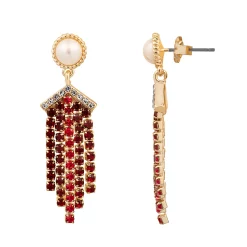 DRAPER JAMES RSVP™ Red Fringe with Pearl Drop Earrings