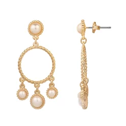 DRAPER JAMES RSVP™ Gold Tone Simulated Pearl Chandelier Nickel Free Drop Earrings
