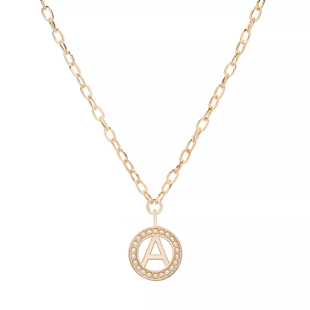 DRAPER JAMES RSVP⢠Gold Tone Simulated Pearl Initial Necklace - Image 7