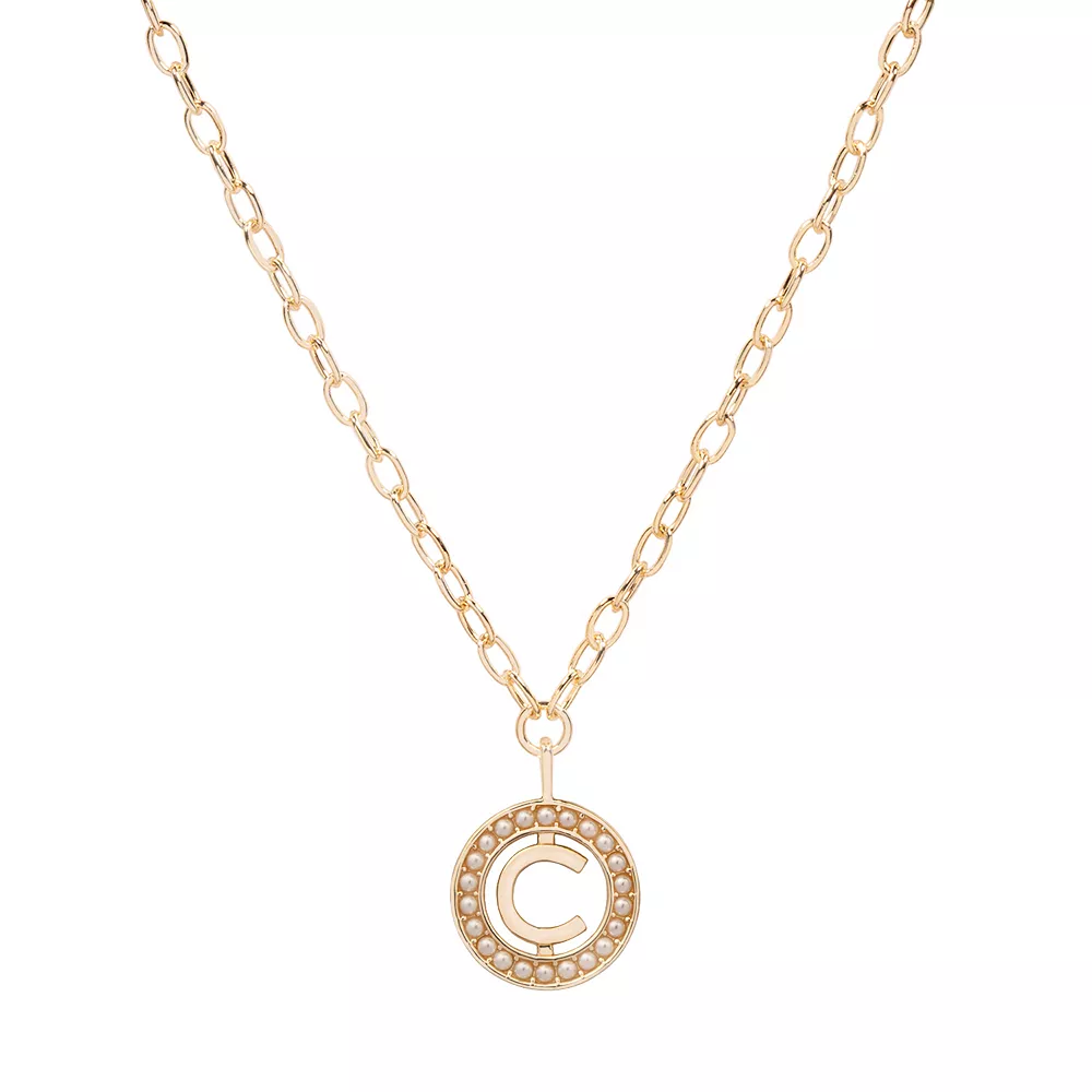 DRAPER JAMES RSVP⢠Gold Tone Simulated Pearl Initial Necklace - Image 8