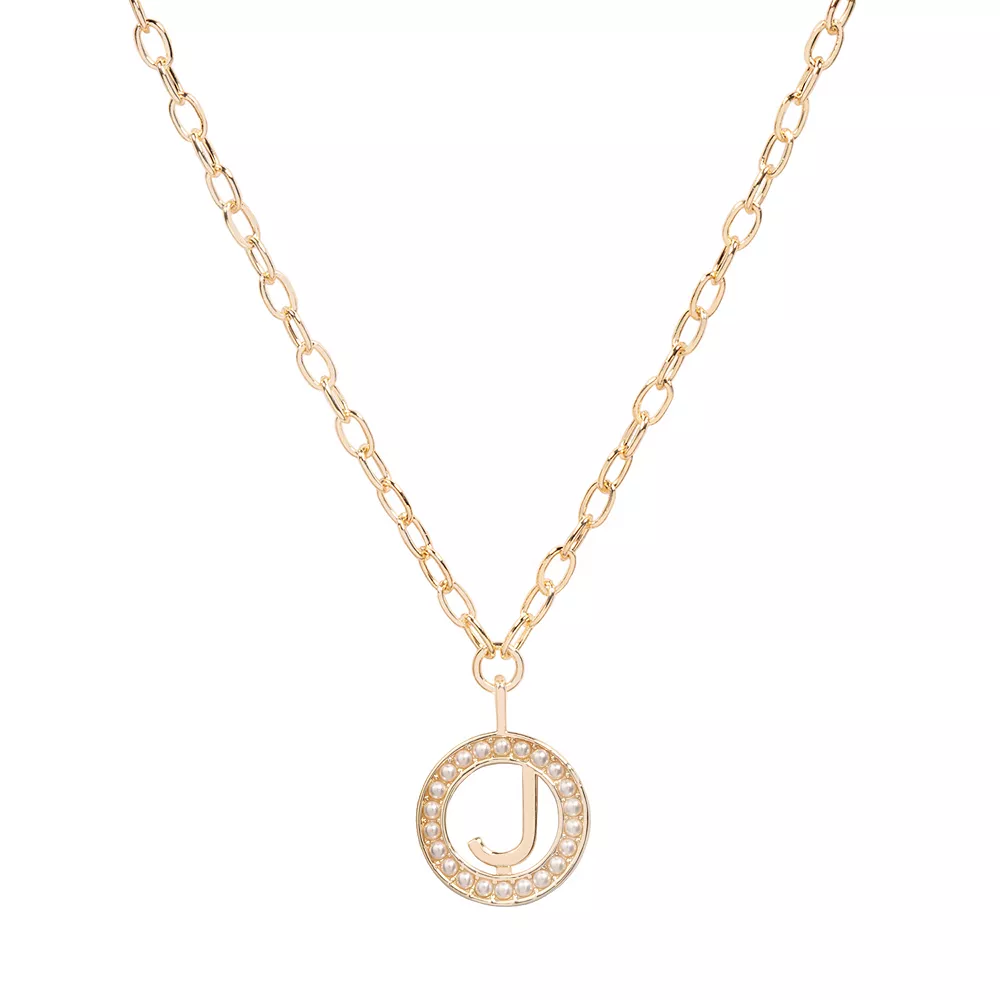 DRAPER JAMES RSVP⢠Gold Tone Simulated Pearl Initial Necklace - Image 6