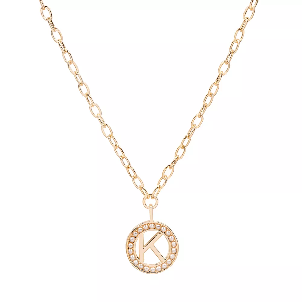 DRAPER JAMES RSVP⢠Gold Tone Simulated Pearl Initial Necklace - Image 3