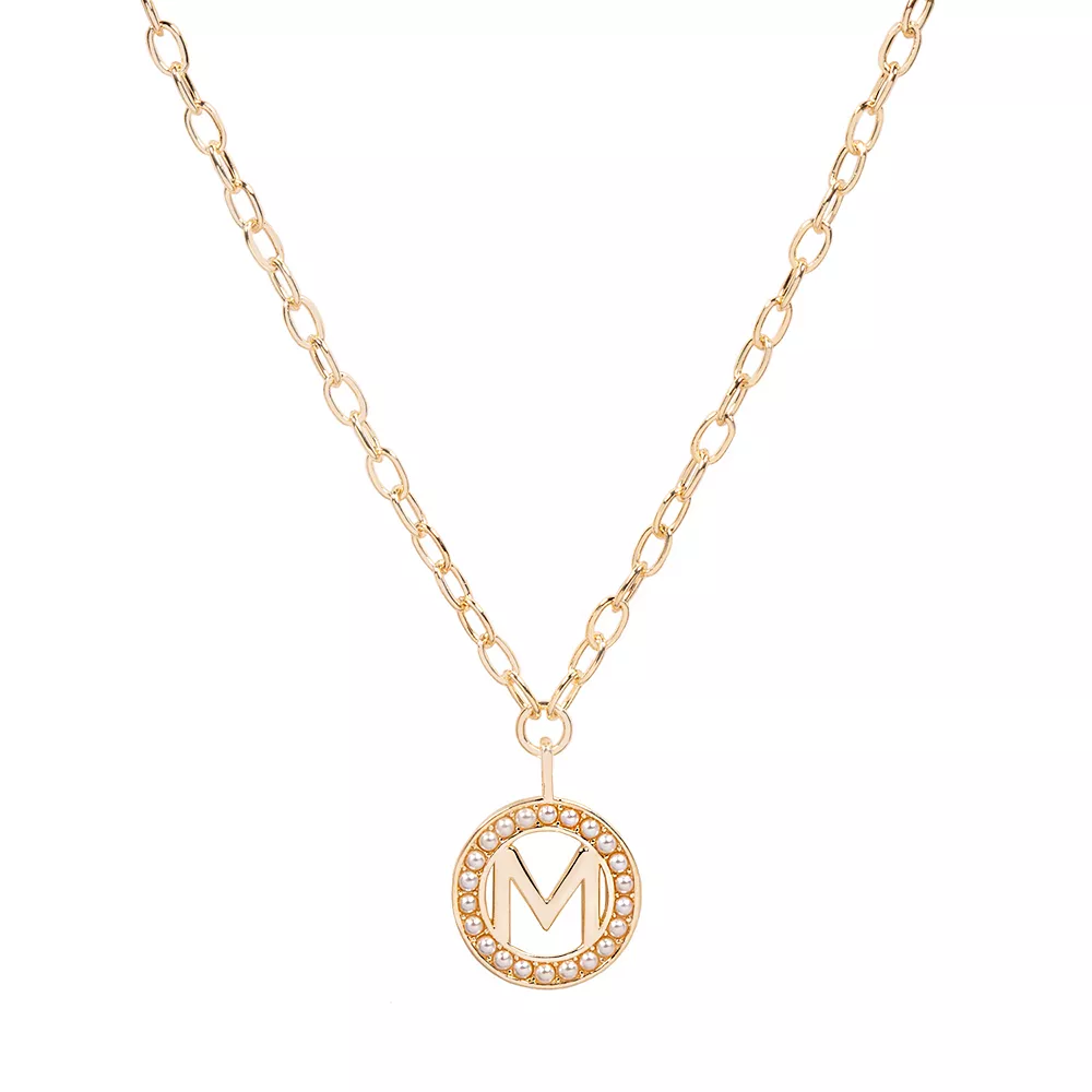 DRAPER JAMES RSVP⢠Gold Tone Simulated Pearl Initial Necklace - Image 4