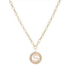 DRAPER JAMES RSVP™ Gold Tone Simulated Pearl Initial Necklace